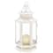 10.5" White Metal Victorian Lantern with Floral Cutouts